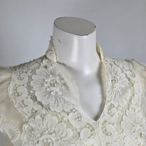 Vintage Party Time White Empire Waist Wedding Gown Size S