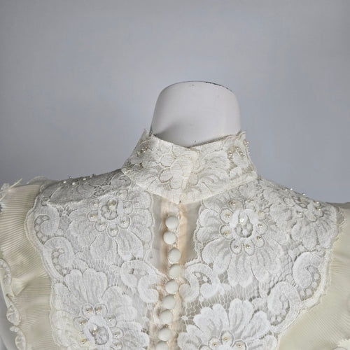 Vintage Party Time White Empire Waist Wedding Gown Size S