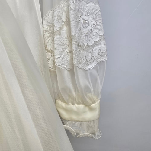 Vintage Party Time White Empire Waist Wedding Gown Size S