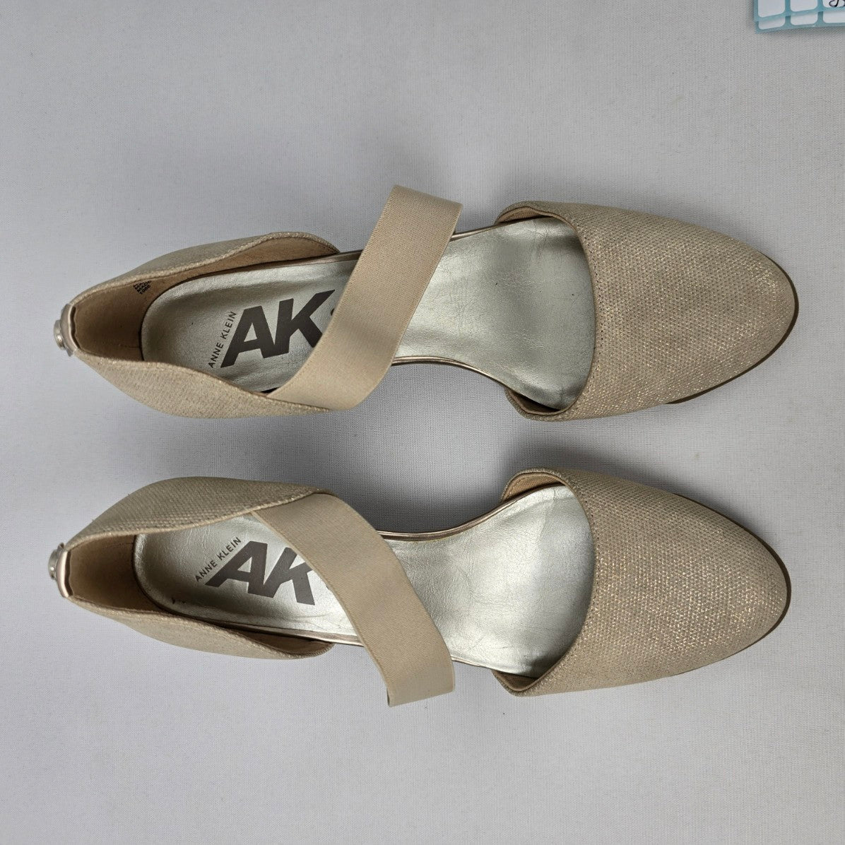 Anne Klein Cream Strappy Wedge Shoes Size 8.5