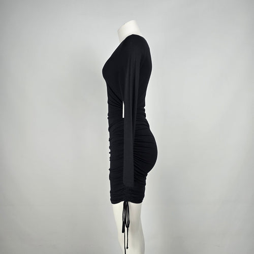Dex Black Ruched Mini Dress Size S