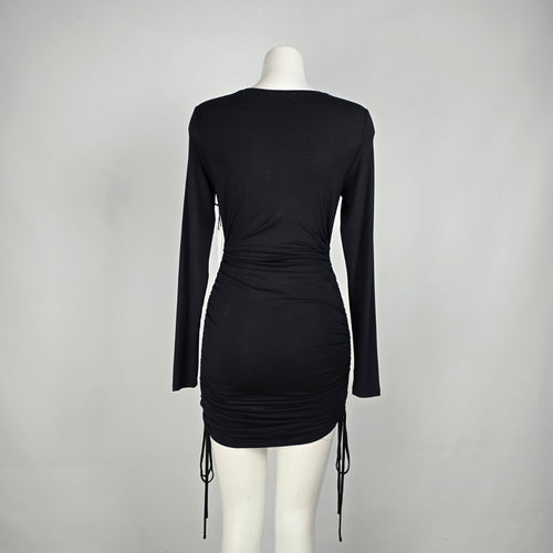 Dex Black Ruched Mini Dress Size S