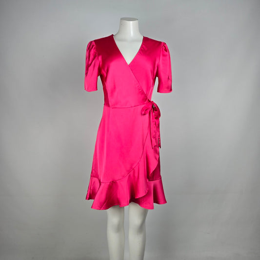 Pieces Pink Ruffle Wrap Dress Size M