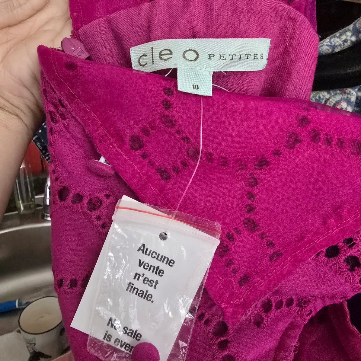 Cleo Petites Pink Eeylet Cotton Shift Dress Size 10