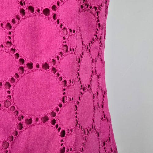 Cleo Petites Pink Eeylet Cotton Shift Dress Size 10