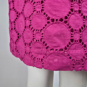 Cleo Petites Pink Eeylet Cotton Shift Dress Size 10