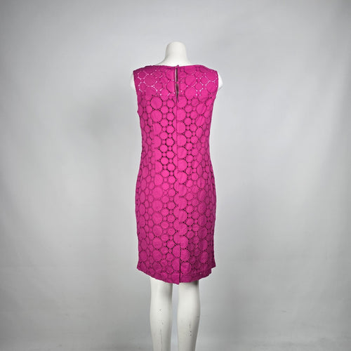 Cleo Petites Pink Eeylet Cotton Shift Dress Size 10