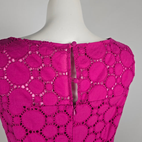 Cleo Petites Pink Eeylet Cotton Shift Dress Size 10