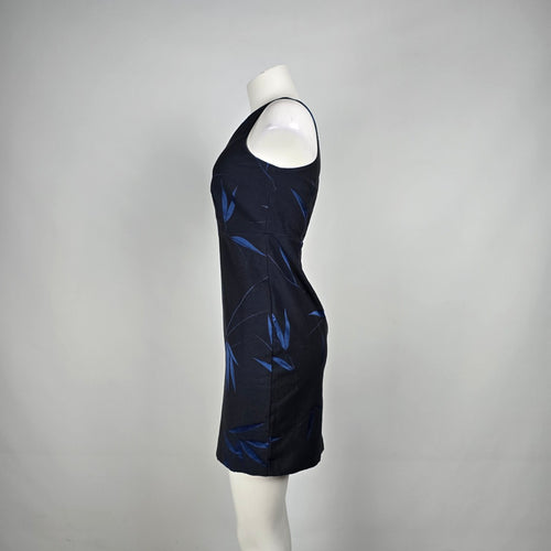 Ann Taylor Petite Black Tropical Print Mini Dress Size 0