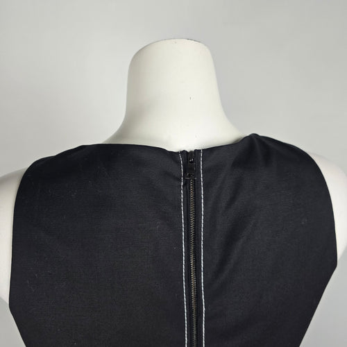 Tahari Black Cotton Sheath Mini Dress Size 6