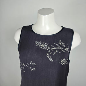 Vintage Nougat Grey Floral Midi Dress Size M/L