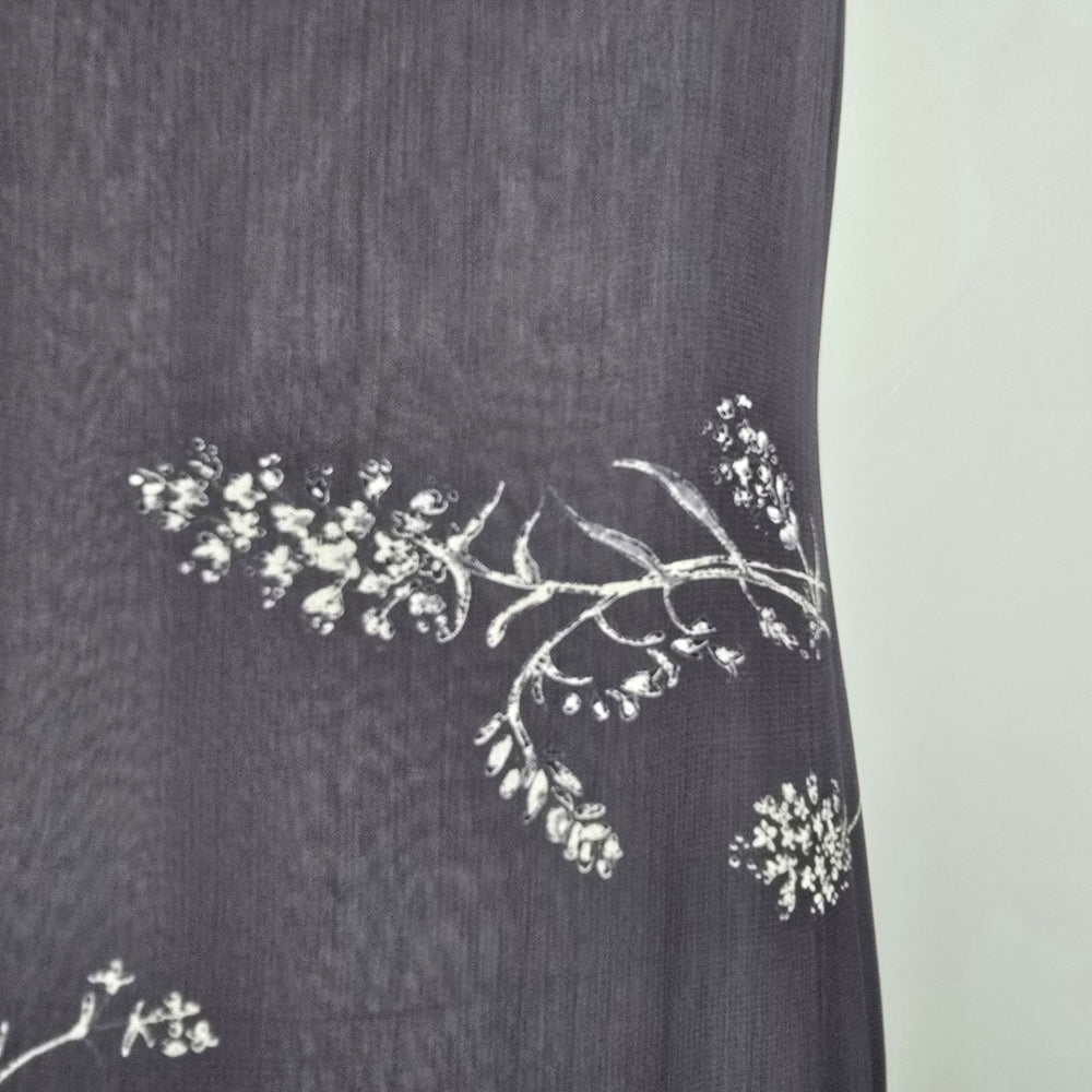 Vintage Nougat Grey Floral Midi Dress Size M/L