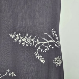 Vintage Nougat Grey Floral Midi Dress Size M/L