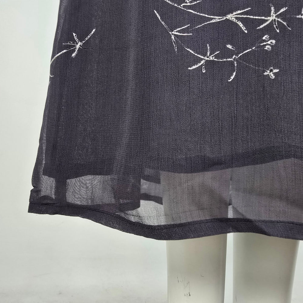 Vintage Nougat Grey Floral Midi Dress Size M/L