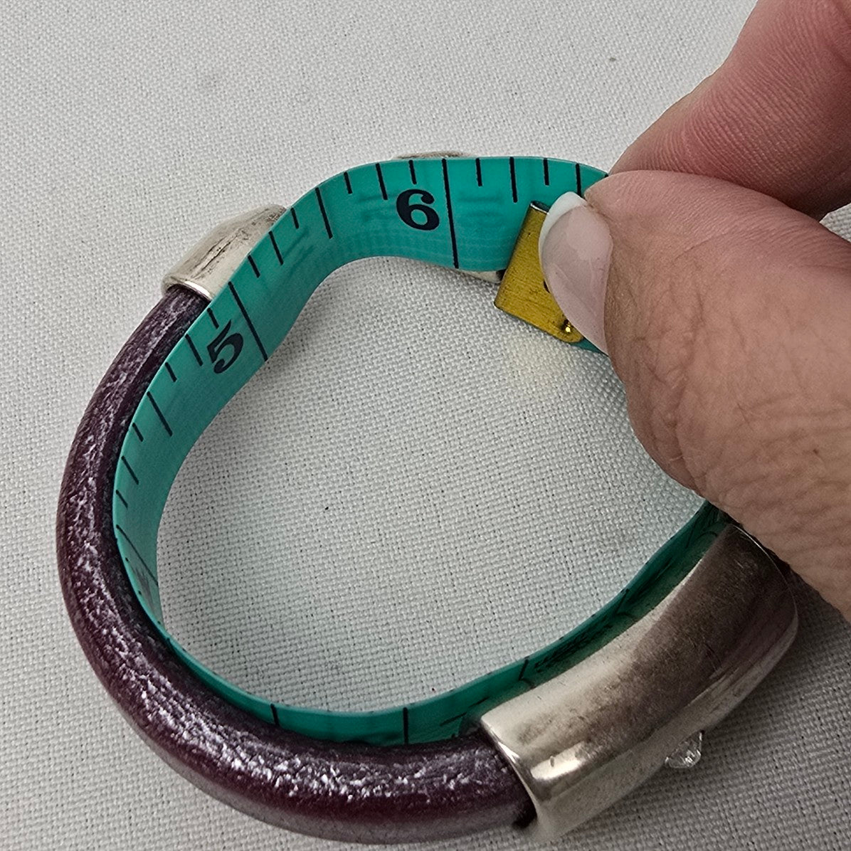 Sterling Silver Crystal Stud Purple Leather Bracelet