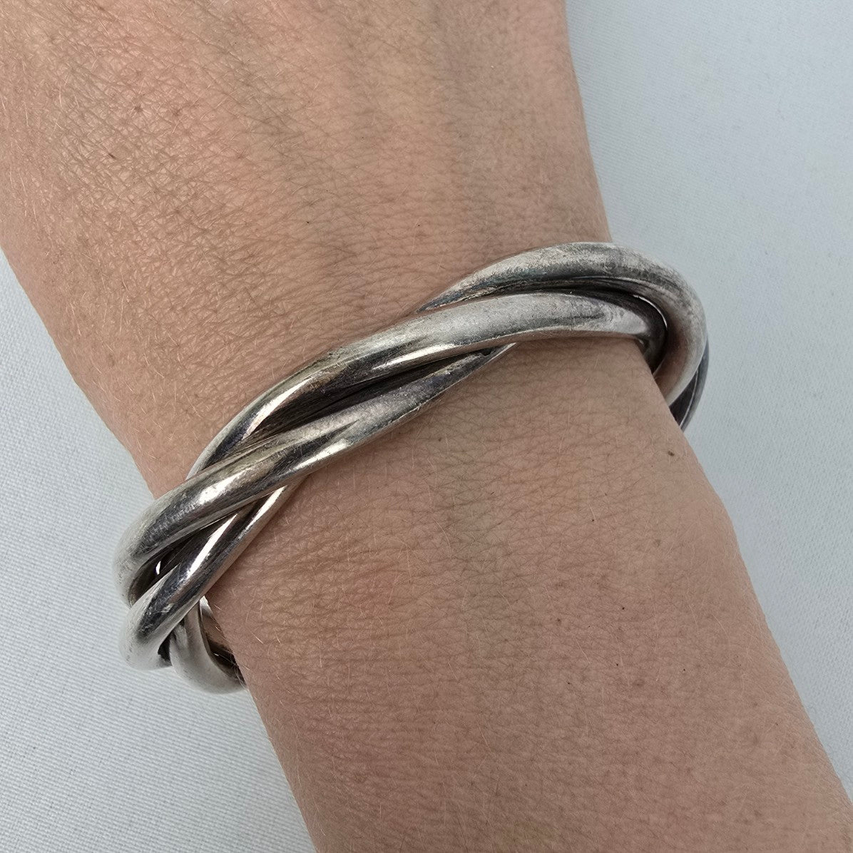 925 Sterling Silver Twisted Heavy Cuff Bracelet
