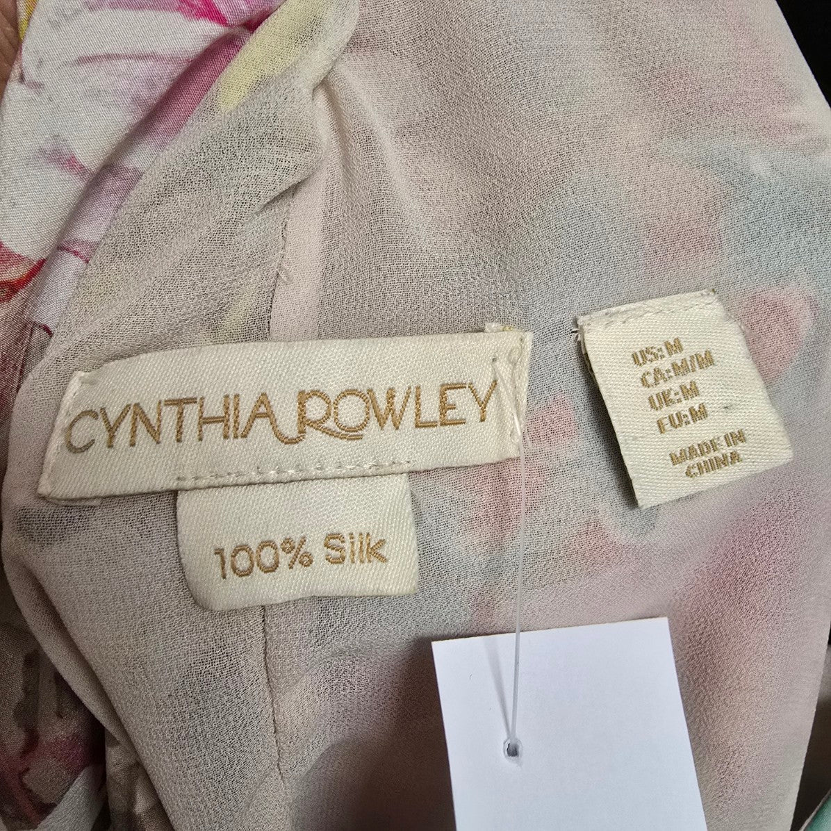 Cynthia Rowley Pink Silk Floral Sleeveless Top Size M