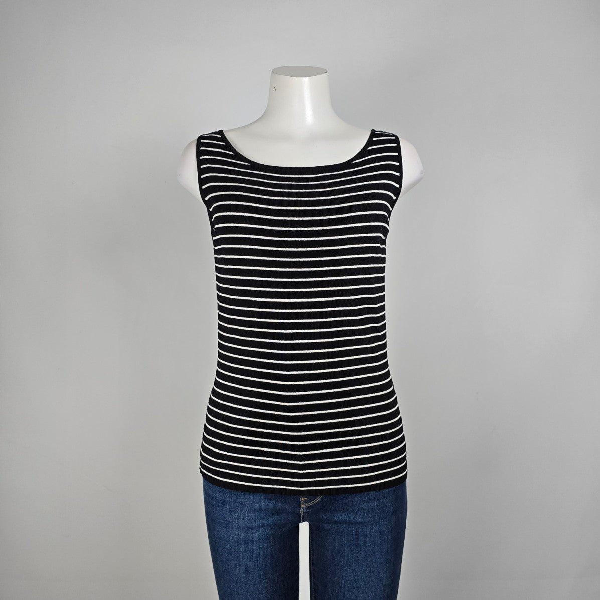 Beechers Brook Black & White Sleeveless Knit Top Size L