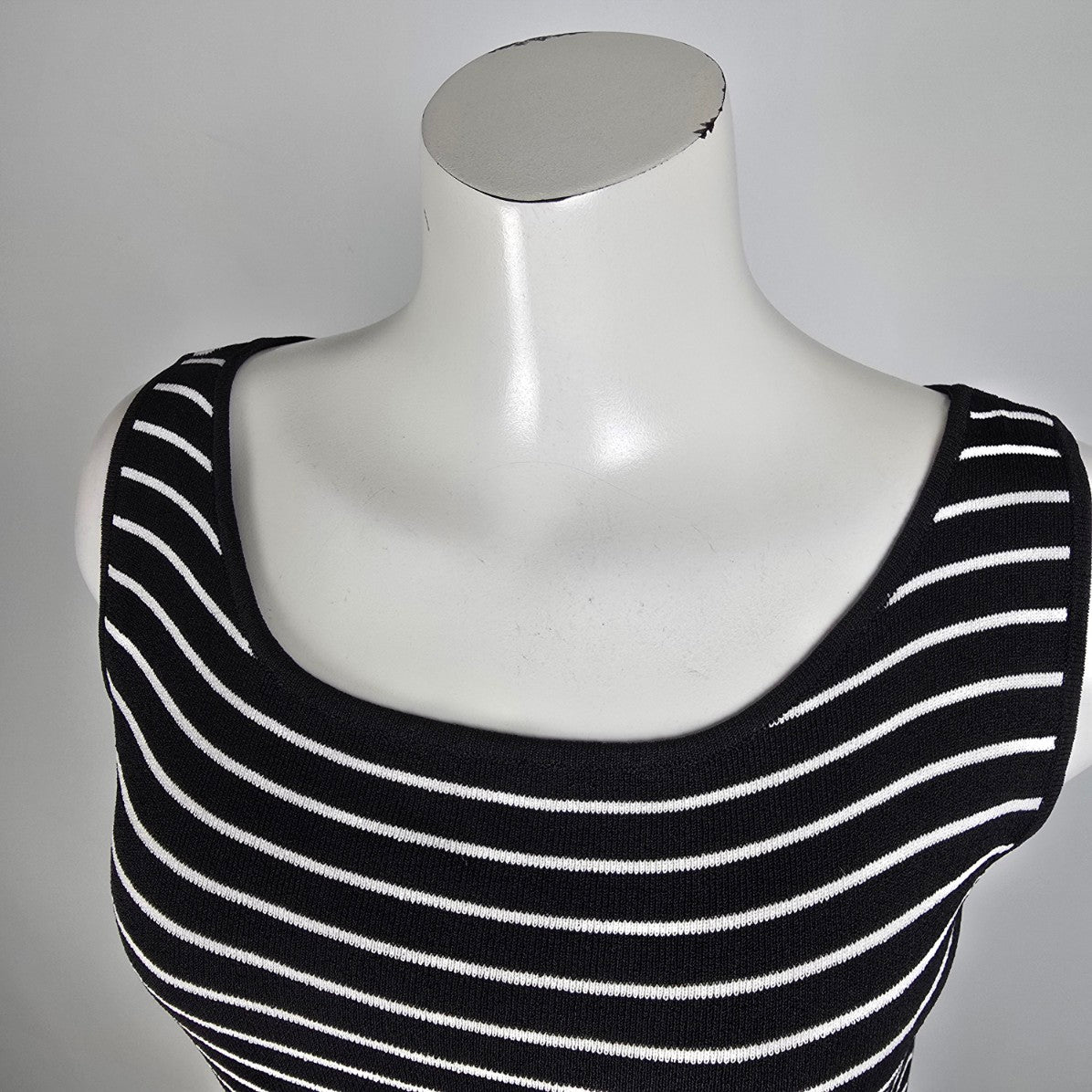 Beechers Brook Black & White Sleeveless Knit Top Size L