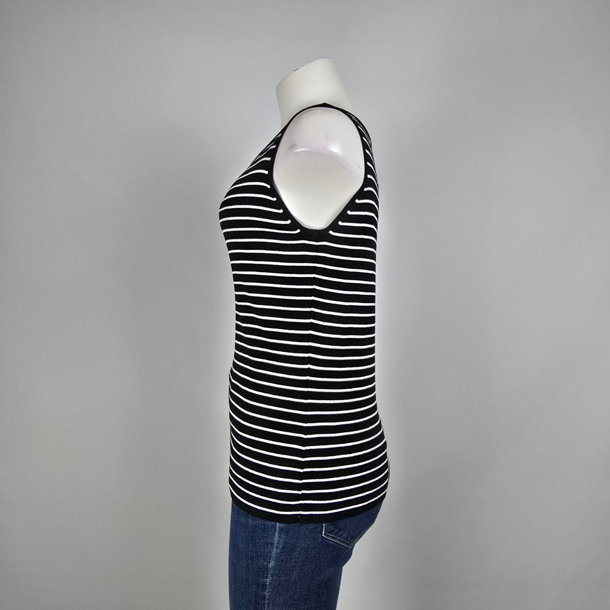 Beechers Brook Black & White Sleeveless Knit Top Size L
