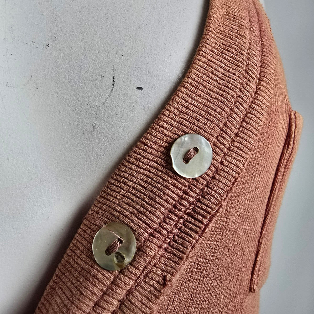 Pol Pink V Neck Button Detail Sleeveless Top Size L