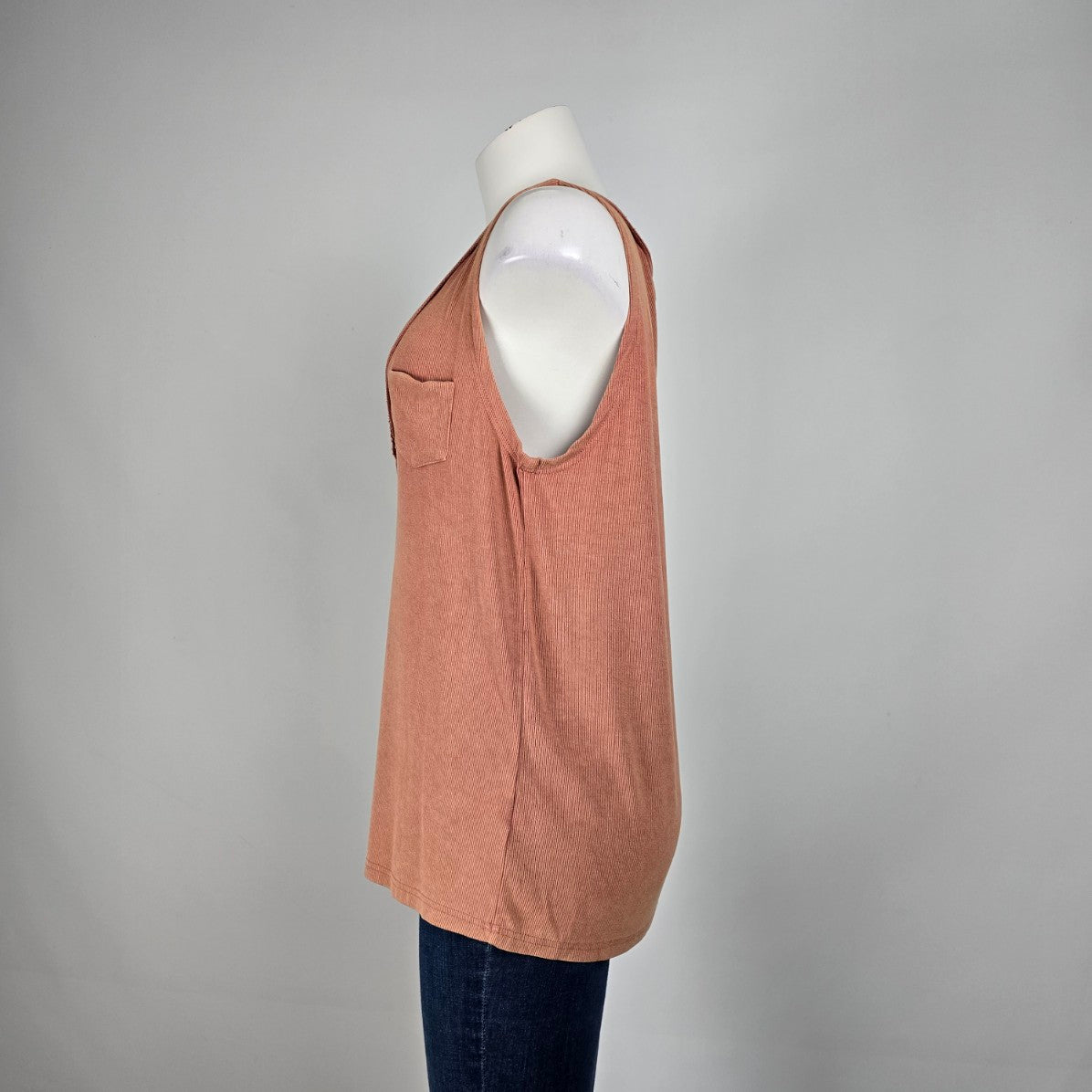 Pol Pink V Neck Button Detail Sleeveless Top Size L