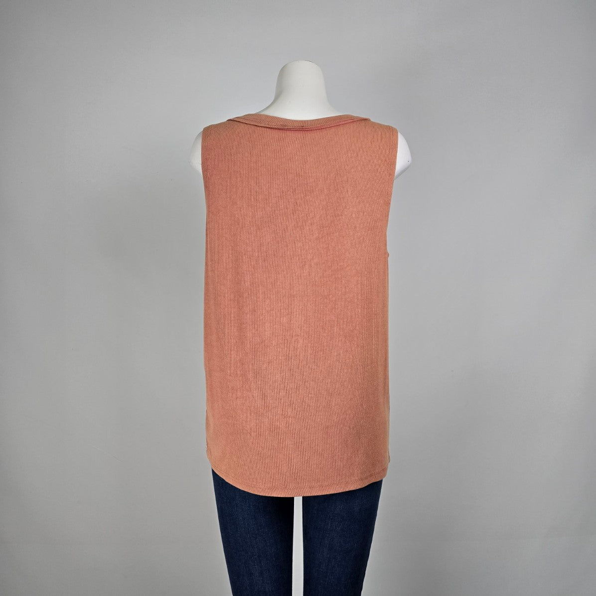 Pol Pink V Neck Button Detail Sleeveless Top Size L