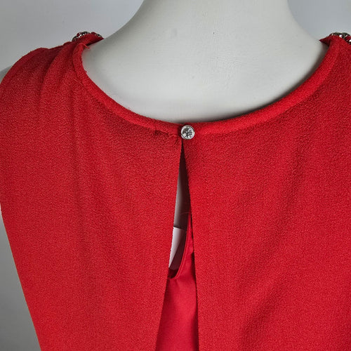 Jules & Leopold Red Crystal Flower Detail Sleeveless Blouse Top Size M