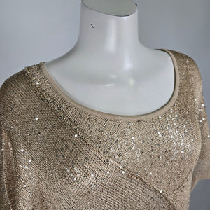 Cache Brown Open Knit Short Sleeve Sweater Size XS