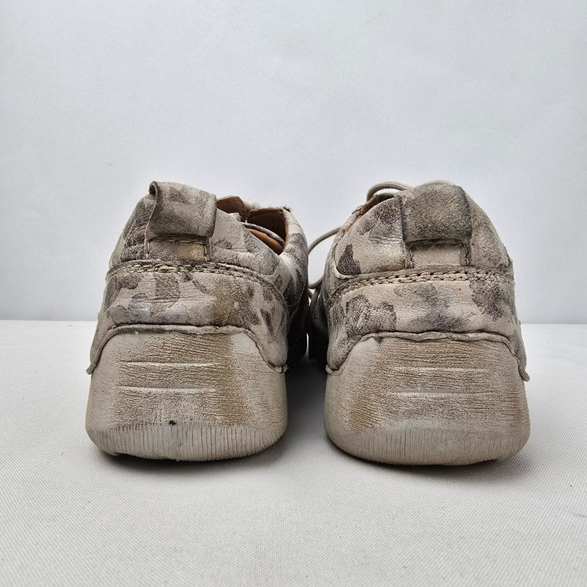 Josef Seibel Grey Floral Leather Lace Up Sneakers Size 9