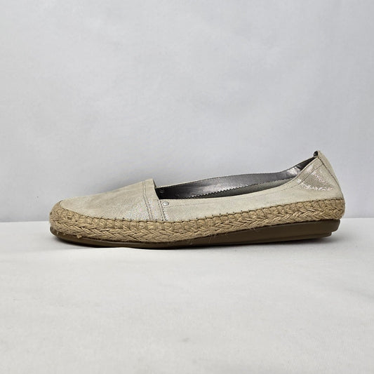 Aerosoles Cream Metallic Espadrilles Flat Shoes Size 10
