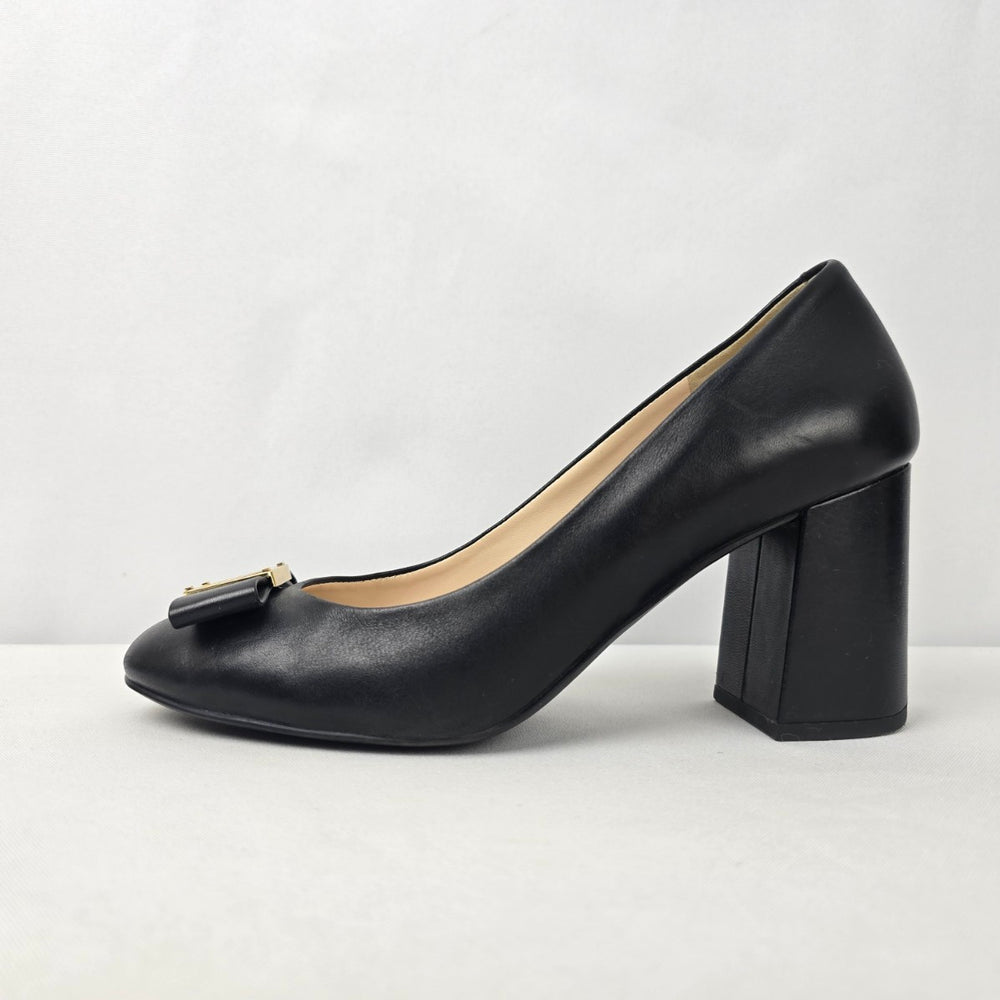 Cole Haan Black Leather Chunky Heeled Shoes Size 7.5