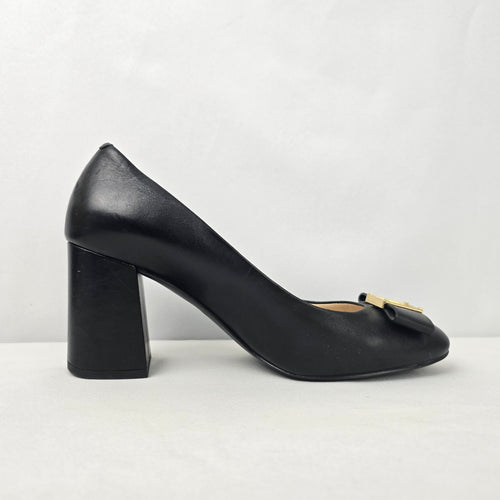 Cole Haan Black Leather Chunky Heeled Shoes Size 7.5