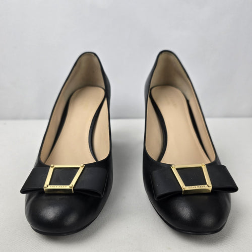 Cole Haan Black Leather Chunky Heeled Shoes Size 7.5