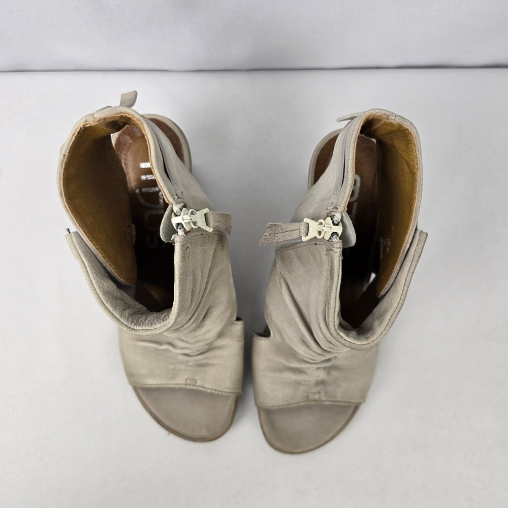 Mjus Grey Leather Gladiator Wedge Sandals Size 6.5