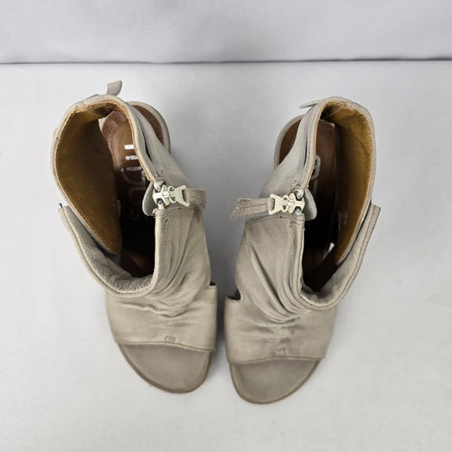 Mjus Grey Leather Gladiator Wedge Sandals Size 6.5