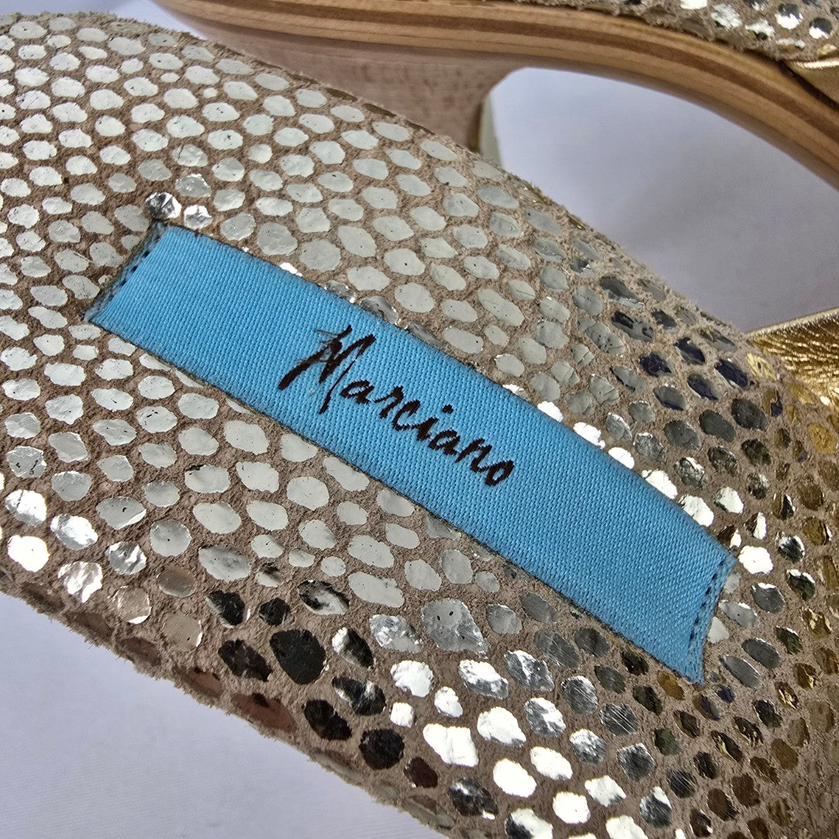 Marciano Gold Mule Heeled Sandals Size 8