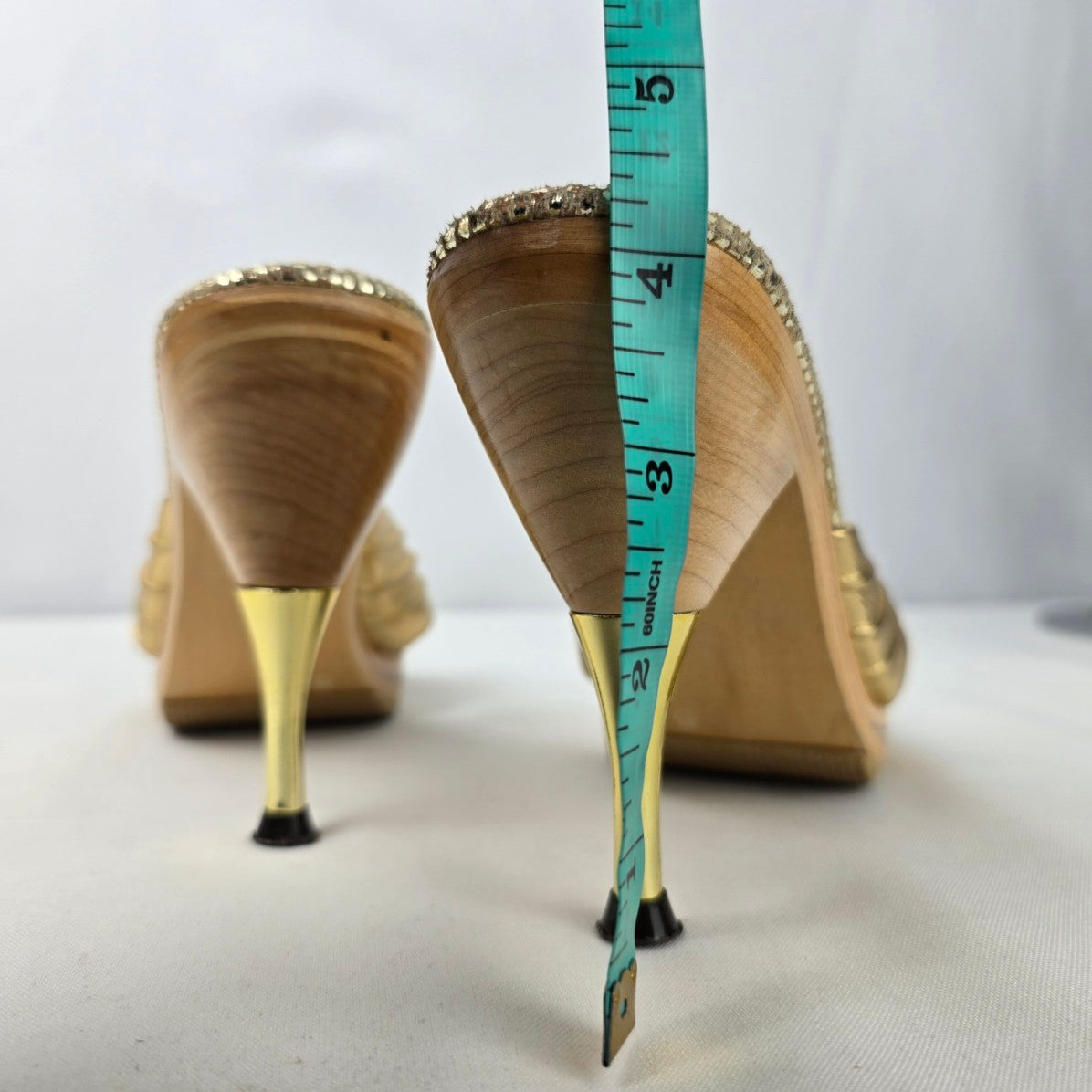 Marciano Gold Mule Heeled Sandals Size 8