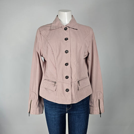 Sandwich Brown Pi Stripe Cotton Button Up Jacket Size 42/12