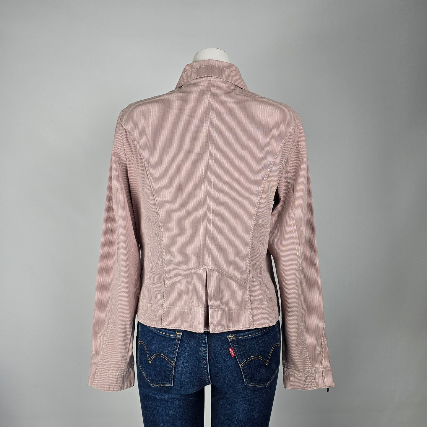Sandwich Brown Pi Stripe Cotton Button Up Jacket Size 42/12