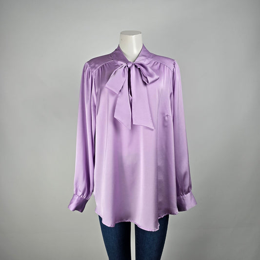 Torrid Purple Silky Neck Tie Blouse Size 2XL