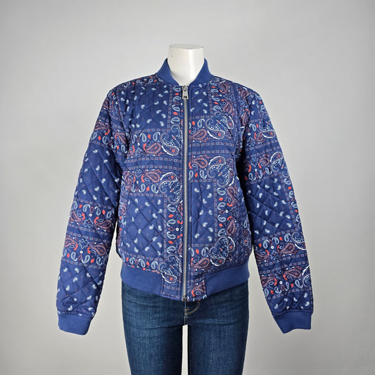 Levi's Diamond Quilted Blue Bandana Print Jacket Size L