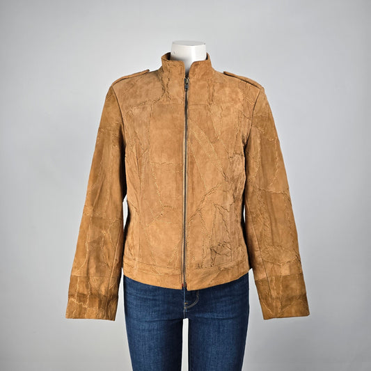 Vintage Krochetta Brown Suede Leather Jacket Size L/XL