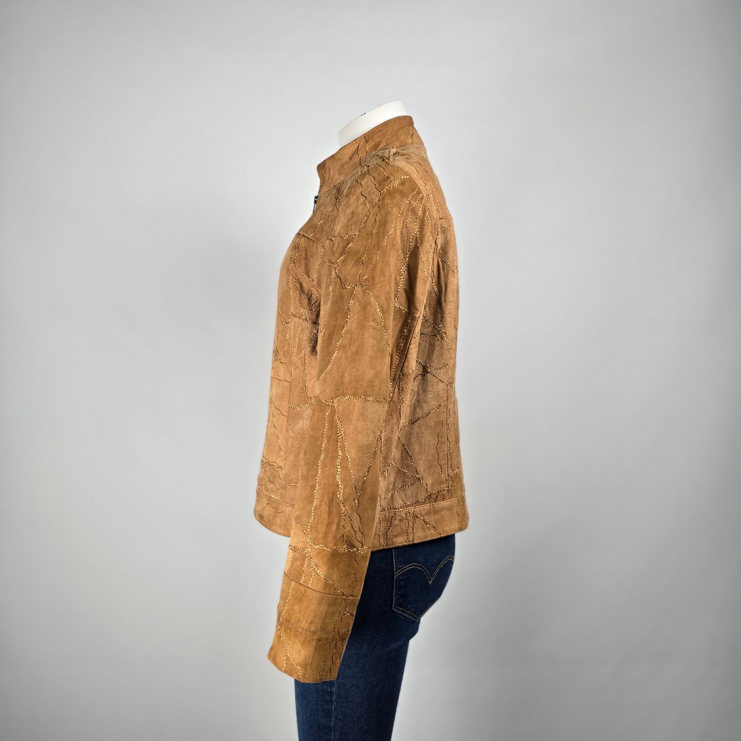 Vintage Krochetta Brown Suede Leather Jacket Size L/XL