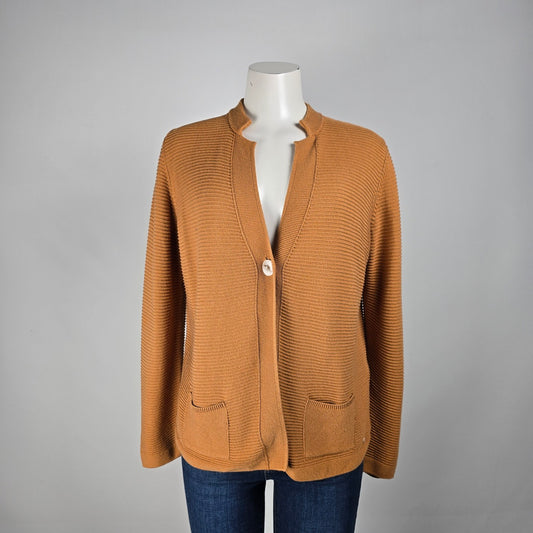 Olsen Brown Cotton Knit Cardigan Size 8