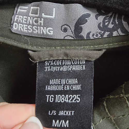 FDJ French Dressing Green Cotton Button Up Light Jacket Size M