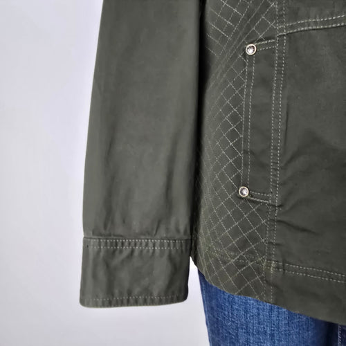 FDJ French Dressing Green Cotton Button Up Light Jacket Size M
