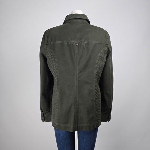 FDJ French Dressing Green Cotton Button Up Light Jacket Size M