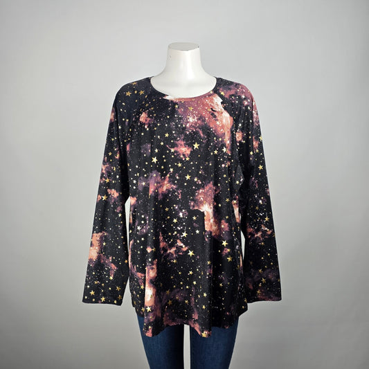 Torrid Black Celestial Print Long Sleeve Top Size 3X