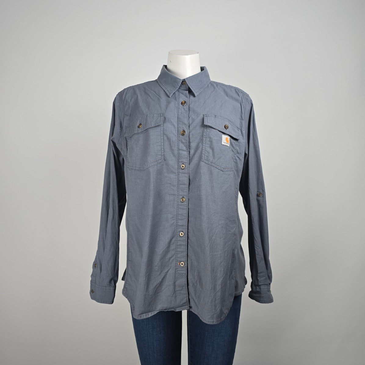 Carhartt Grey Cotton Button Up Top Size XL